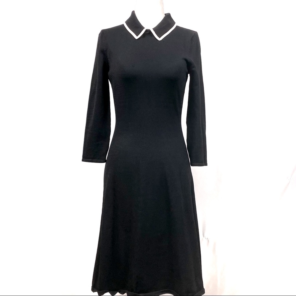 Ralph Lauren, Black Knit Dress, White&Black Collar